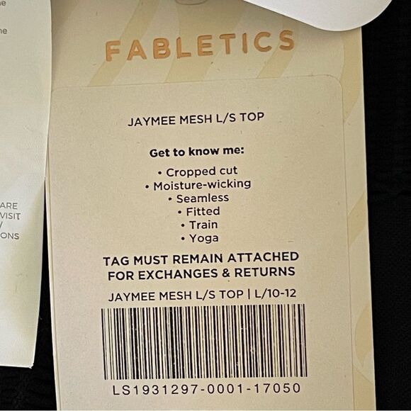 Fabletics Jaymee Cropped Mesh Cutout Long Sleeve Train Yoga Fitted Athletic Top - Picture 14 of 16